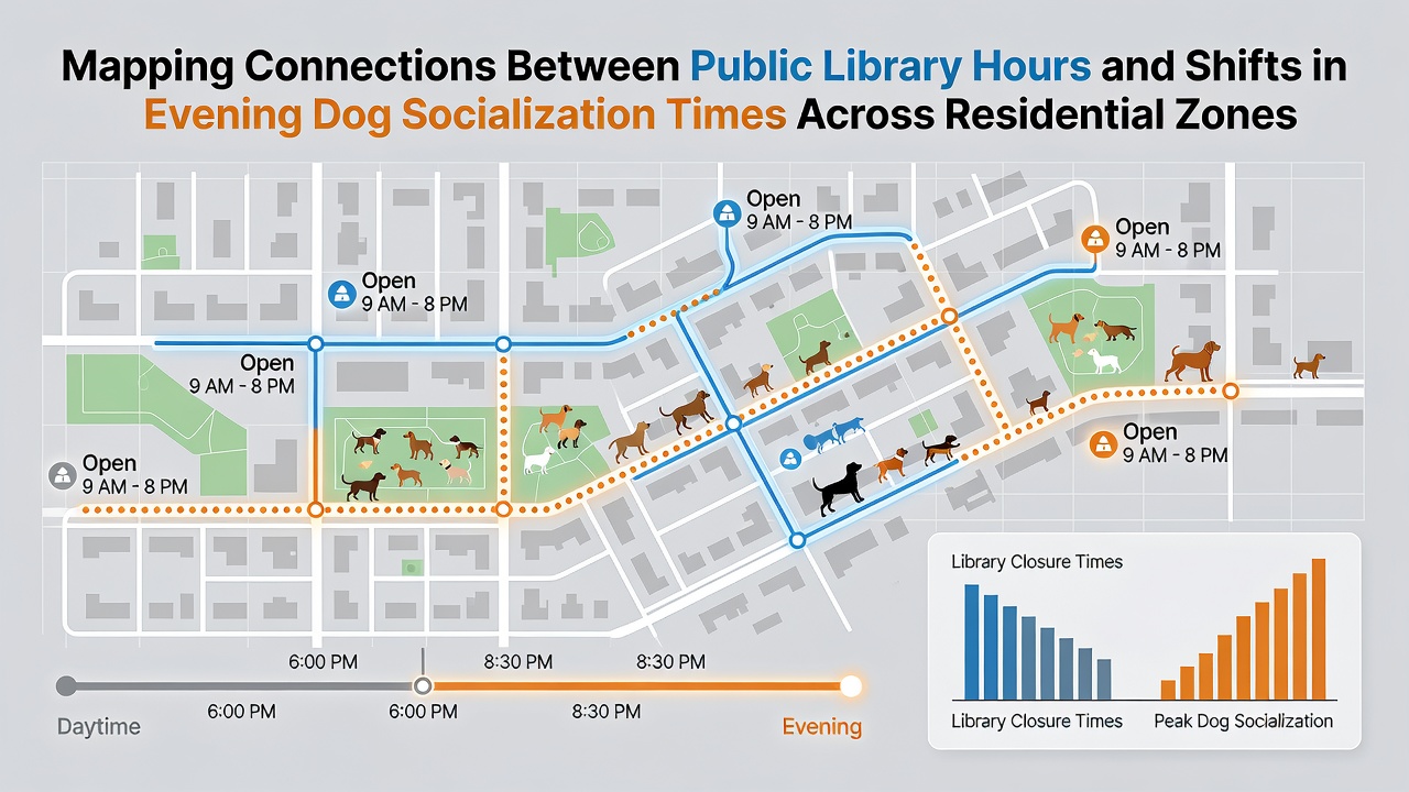 Mapping Connections Between Public Library Hours and Shifts in Evening Dog Socialization Times Across Residential Zones